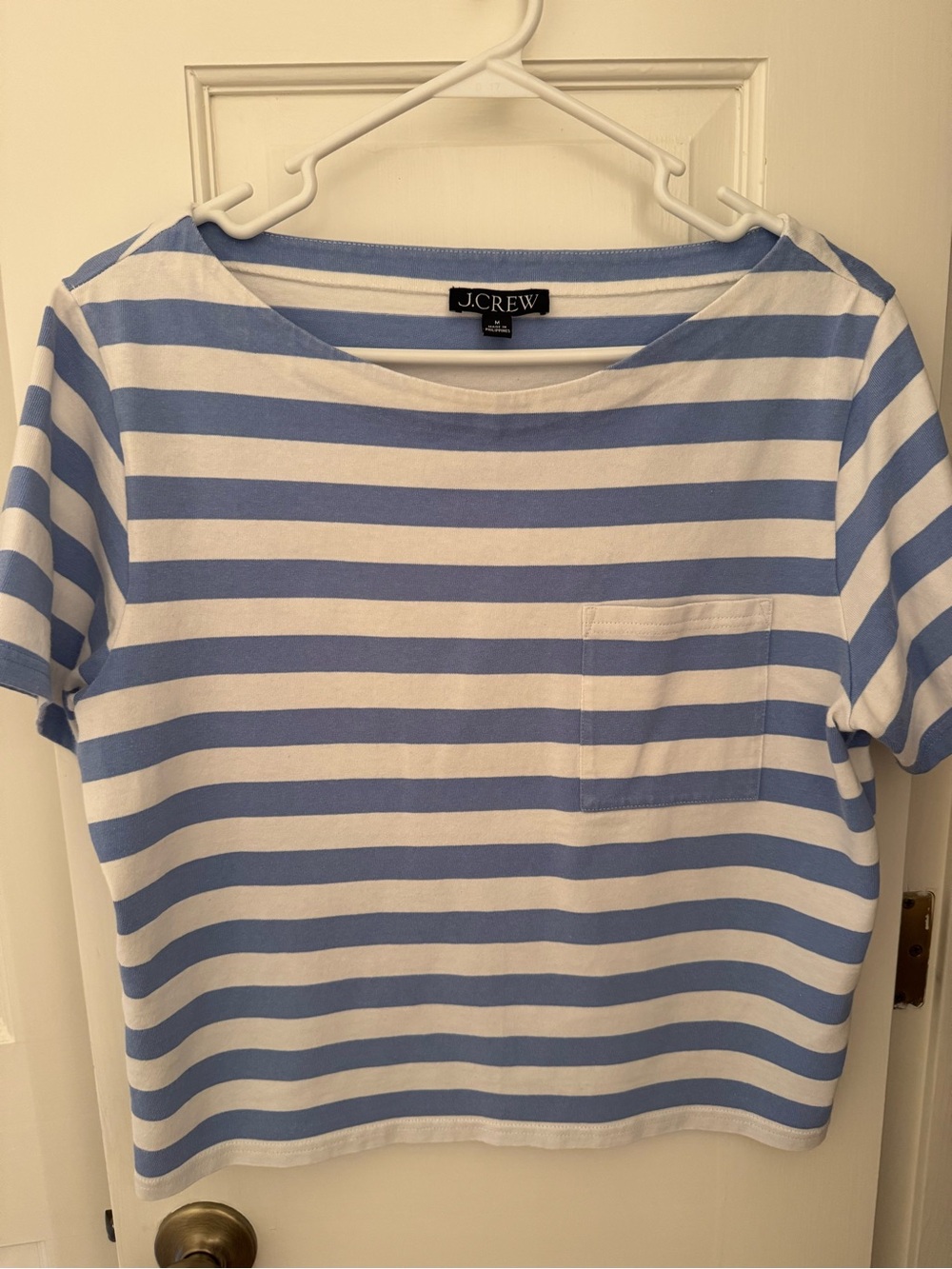 J. Crew Light Blue and White Striped Top